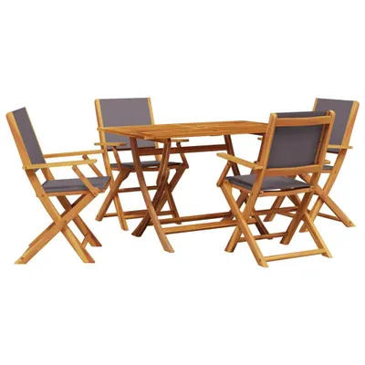 Produktbild von 5-tlg. Garten-Essgruppe Stoff und Massivholz Anthrazit