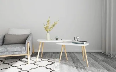 Produktbild von Famanu Beistelltische Set von 2 - moderne dreieckige Form, weiß