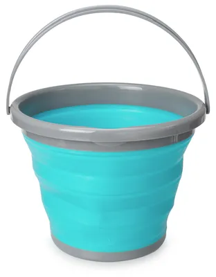 Produktbild von Navaris Falteimer Silikon Eimer faltbar - 10l Putzeimer für Reinigung Camping Angeln Küche - 10 Liter Haushaltseimer kompakt in Blau Grau
