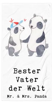 Produktbild von Mr. & Mrs. Panda Reisehandtuch Panda Bester Vater der Welt - Weiß - Geschenk, Duschhandtuch, Mann, Badehandtuch, Geschenkidee, Strandtuch, Paps, Familie, Handtuch, Papa