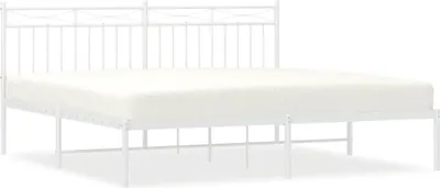 Productafbeelding van vidaXL Bedframe met hoofdeinde Metaal Wit 183x213 cm