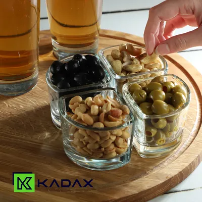 Produktbild von kadax Hohe Dipschalen aus Glas, Viertelkreis, Transparent, 8er Set à 120ml, Robust, Lebensmittelecht, Spülmaschinengeeignet