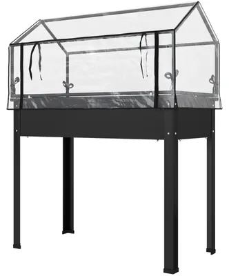 Produktbild von Hochbeet mit Gewächshausdach, Ablauflöchern, 100 x 48 x 124 cm, für Garten, Balkon