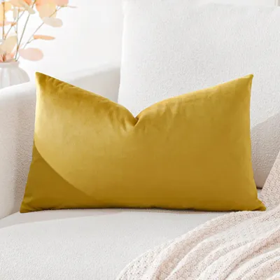 Produktbild von Samtkissenbezug, Dekokissen, Sofakissen, Lendenkissen, dekorativer Kissenbezug, Sofa, Schlafzimmer, 30 x 50 cm, Gold
