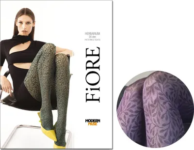 Produktbild von Strumpfhose mit Blumenmuster für Frauen 30den 2 Violet