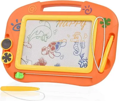 Zaubertafel Kinder Maltafel für Kinder ab 2 ab 3 mit Magnetische Stempel Lerntafel Reißbrett Kindergeschenk (Orange)