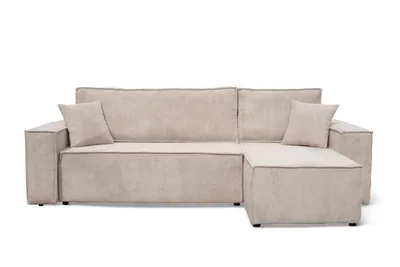 Produktbild von VENASI Ecksofa mit Schlaffunktion Hugo L, Beige Cordstoff