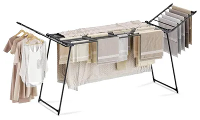 Image de Étendoir à linge - Extensible - Longueur de séchage 25 m - Acier au carbone - Noir