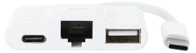 Obrázok produktu pre Ethernetový adaptér – externá káblová sieťová karta s USB nabíjaním a konektorom Type-C pre počítače a tablety, s konektorom RJ45