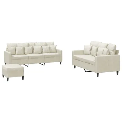Produktbild von 3-tlg. Sofagarnitur mit Kissen Creme Samt