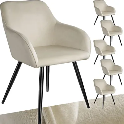 Produktbild von tectake® Esszimmerstuhl Marilyn gepolstert, in Samtoptik 58 x 62 x 82 cm