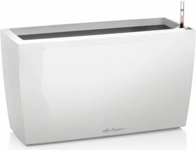 Obrázek produktu pro Květináč LECHUZA CARARO Premium White High Gloss | Květináč se zavlažovacím systémem a kolečky | Vysoce lesklý povrch | 75 x 30 x 42,5 cm | 18800