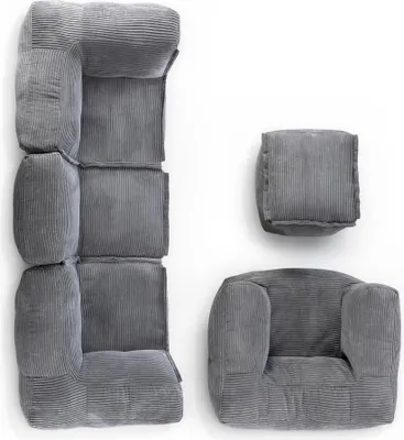 Immagine prodotto di LUMALAND Modular Basic Set (5 pezzi) della gamma Cord - Rivestimento morbido e lavabile - Grigio