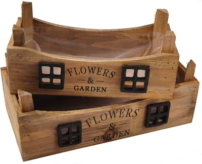 Image de Paniers décoratifs Lot de 2 paniers à plantes Décoration de jardin Paniers en bois Paniers à étagères Panier de salle de bain Panier