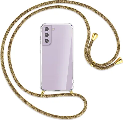 Produktbild von Handykette Backcover-Schutzhülle mit Band (Metall goldfarben) für Samsung Galaxy S21 FE - braun+beige