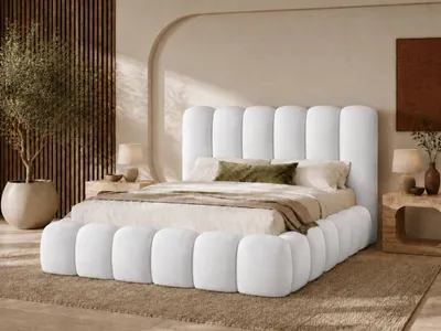 Produktbild von Emlar Polsterbett Mellow 120x200 cm - Bett mit Bettkasten & Lattenrost - Velvet-Stoff - Doppelbett mit Stauraum Weiß (Magic Velvet 2200)
