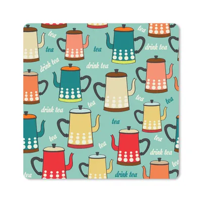 Produktbild von MuchoWow® Mauspad Mousepad Muster - Tee - Teekanne - Vintage 30x30 cm - Mousepads - Maus Mat - Pad - Mausunterlage - Gaming