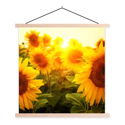 Produktbild von MuchoWow® Textilposter Sonnenblume - Gelb - Blumen - Sonne 40x40 cm mit holzfarbenen Rahmen - Posterleiste