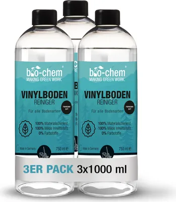 Produktbild von bio-chem Vinyl-, PVC- und PolyurethanBodenreiniger - 3x 750 ml - Konzentriertes Reinigungsmittel für die materialschonende Reinigung von PVC-Designbelag, Vinyl-, Linoleum- und Laminatböden aller Arten