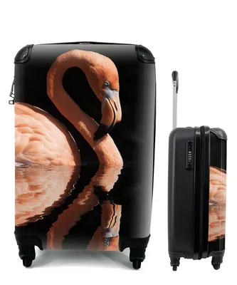 Produktbild von MuchoWow® Koffer Handgepäck Trolley Rollkoffer Kleine Reisekoffer mit 4 Rollen - Flamingo - Wasser - Rosa - Cabin Size < 55x40x23 cm & 55x40x20 cm - Fotokoffer - Kabinenkoffer - Boardgepäck - Reise-Box - Reisekoffer - Reisegepäck - Koffer mit Bild - Trolley für Kinder