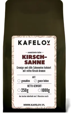 Produktbild von KAFELOV | Kaffeebohnen Kirsche und Sahne 250g - Süßes Aroma - 100% Arabica - Ideal für French Press