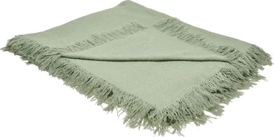 Obrázek produktu pro BELIANI Bavlněná přikrývka zelená 200 x 220 cm přikrývka na postel se střapci klasický design ložnice