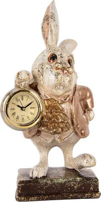 Produktbild von Clayre & Eef Dekorationsfigur Kaninchen 13x13x26 cm Beige Kunststoff Uhr