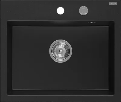 Produktbild von Mexen Oscar Granitspüle 1-Becken 580 x 490 mm, schwarz, Siphon Chrom - 6519581000-77