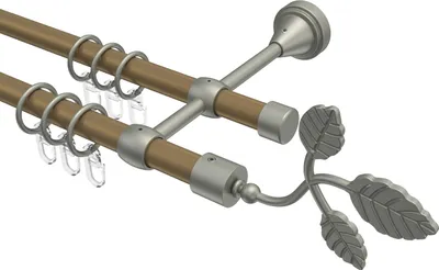 Produktbild von Interdeco Gardinenstange / Vorhangstange Gold matt / Chrom matt, Typ Primus Alessia (Blatt), 16 mm Ø 2-läufig, 320 cm