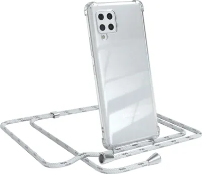Produktbild von EAZY CASE Handykette kompatibel mit Samsung Galaxy A42 5G, Handyhülle mit Umhängeband, Handykordel, Schutzhülle Clear, Band in Weiß