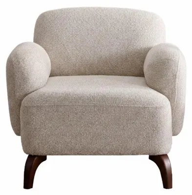 Immagine prodotto di Poltrona da soggiorno, stile moderno, struttura in legno color beige, poggiatesta imbottito