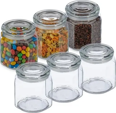 Image de lot de 6 bocaux de conservation avec couvercles 1300 ml