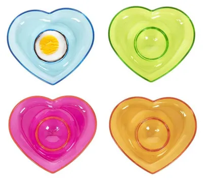 Produktbild von Eierbecher Herz - 4er-Set - mehrfarbig - Kunststoff - 9 x 2 cm