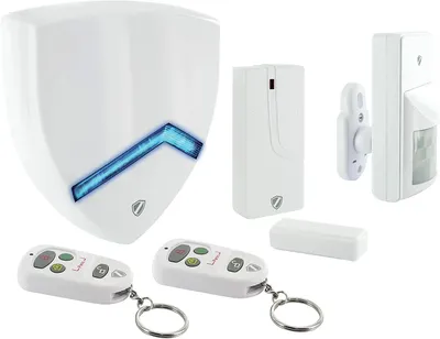 Produktbild von Schwaiger HG2000 Funk Alarmsystem Starter Set 868 MHz Außensirene 120 dB mit Blitzlicht kabellos erweiterbar bis 250 Sensoren inkl. Bewegungsmelder