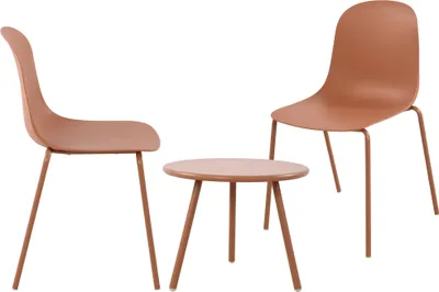 Produktbild von CLP 2er Sitzgruppe Berdin Set 1 Tisch 2 Stapelstühle wetterfest UV-beständig terracotta