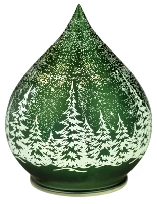Produktbild von formano LED Deko Tropfen Winter Grün Timer Glas 16 cm Weihnachtsdeko