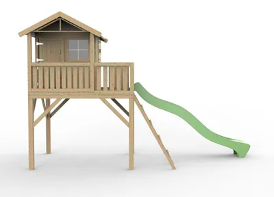 Produktbild von Stelzenhaus Funny XXL für Kinder, Podesthöhe 146 cm, mit überdachter Veranda, großem Balkon und zweigeteilter Tür