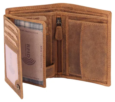 Produktbild von Benthill Herren Echt Leder Geldbörse - Geldbeutel mit RFID-Schutz - Slim Portemonnaie für Männer - Echtem Vintage Leder