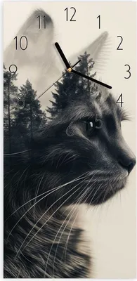 Produktbild von Wanduhr aus Glas mit Motiv Waldkatze- 30 x 60 cm - inkl. Aufhängesystem