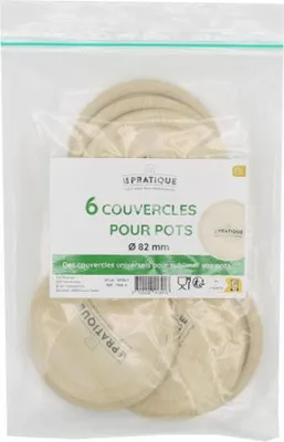 Produktbild von 1 Holz-Effekt Deckel für Gläser ø 82 mm, 6er Pack - Praktisch