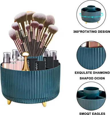 Produktbild von 360°Drehbarer Pinsel Organizer Kosmetik Organizers Kosmetik Make Up Organizer Tragbare Kosmetikbox Aufbewahrung Kosmetik(Grün)
