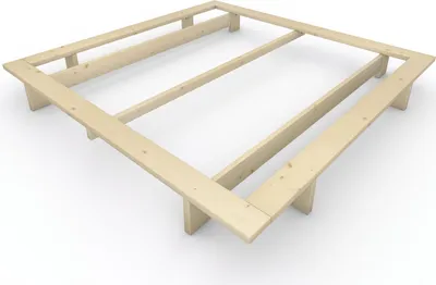 Produktbild von Massivholzbett im japanischen Stil "Komorebi" 200x200 Fichte