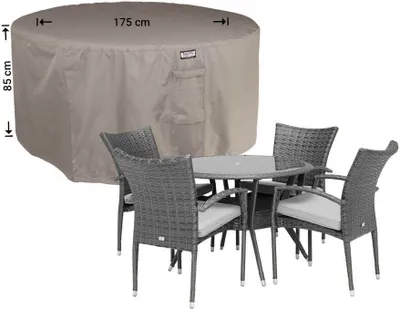 Produktbild von Raffles Covers Schutzhaube für runde Sitzgruppe Ø 175 H: 85 cm | Atmungsaktiv | Wasserdicht | UV-beständig | Doppelnähte | Elastischer Kordelzug
