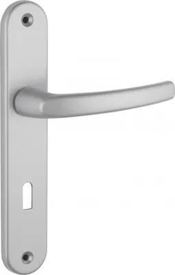 Image de Ensemble de poignées pour porte de chambre Sultane trou de clé, carré 7mm, entr'axes 195mm, argent - THIRARD