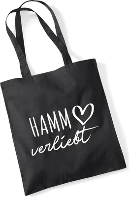 Produktbild von Huuraa Jutebeutel Hamm verliebt 10 Liter Black Baumwolle Tasche Geschenkidee