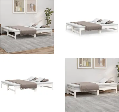 Produktbild von vidaXL Tagesbett Ausziehbar Weiß 2x(75x190) cm Massivholz Kiefer - Tagesbett - Tagesbetten - Schlafsofa - Gästebett