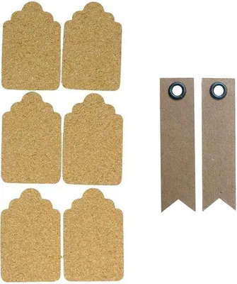 Produktbild von Korkaufkleber x 6 - Etiketten + 20 Wimpel Kraft Etiketten
