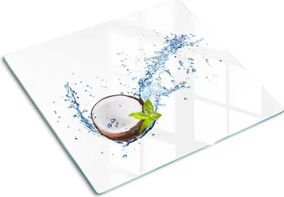 Immagine prodotto di Copertura per piano cottura – Copertura per piano cottura a induzione – Piano di vetro protettivo – 60x52 cm – Piani di vetro protettivi per fornelli – Vetro temperato – Cocco e acqua