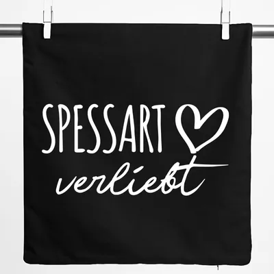 Produktbild von Huuraa Kissenbezug Spessart verliebt 40x40cm Black Baumwolle Dekokissenbezug Geschenkidee