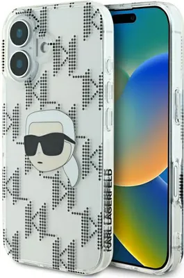 Zdjęcie produktu dla Etui Karl Lagerfeld IML Karl Head Electroplated do iPhone 16 przezroczysty